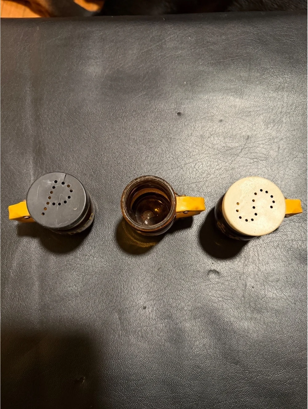 Salt pepper and pickle condiment set
